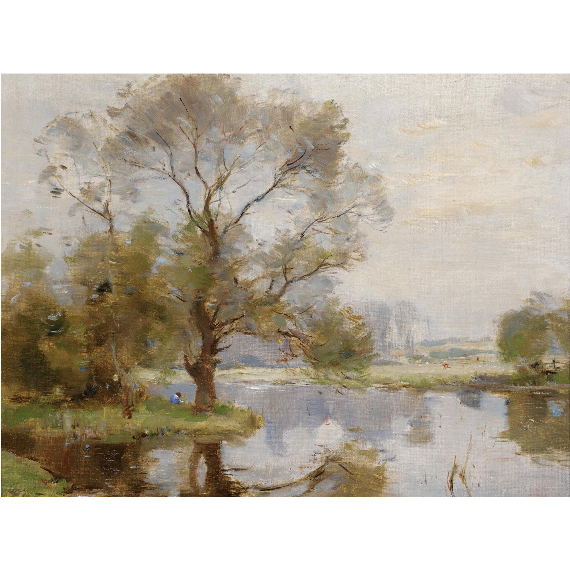 William Miller Frazer, R.S.A. - Morning On The Nene; Wansford, Northamptonshire 