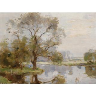 William Miller Frazer, R.S.A. - Morning On The Nene; Wansford, Northamptonshire 