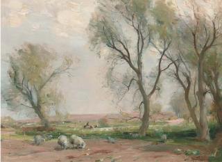 William Miller Frazer, R.S.A. - Sheep Grazing, East Lothian