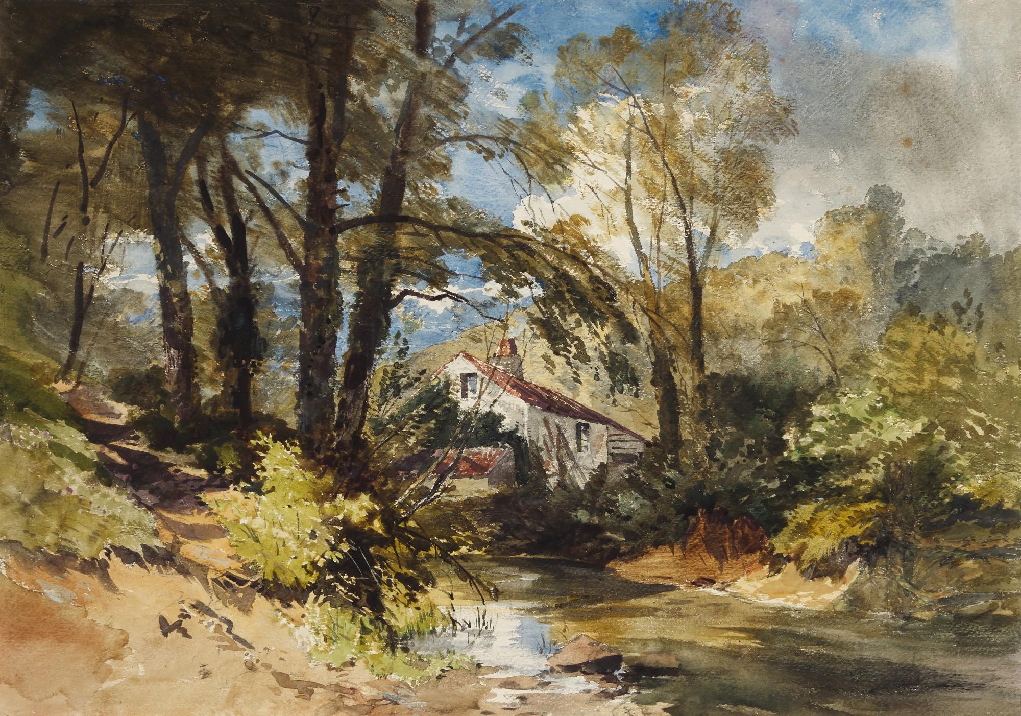 William Muller - A Cottage In Woodland