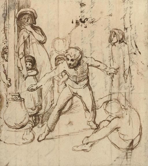 William Mulready, R.A. - A boy firing a canon