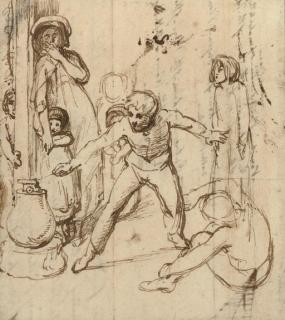 William Mulready, R.A. - A boy firing a canon