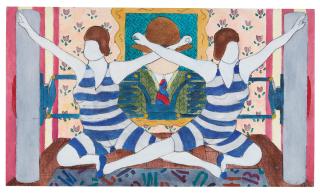 William N. Copley - Untitled (Girls In Blue-Stripes)
