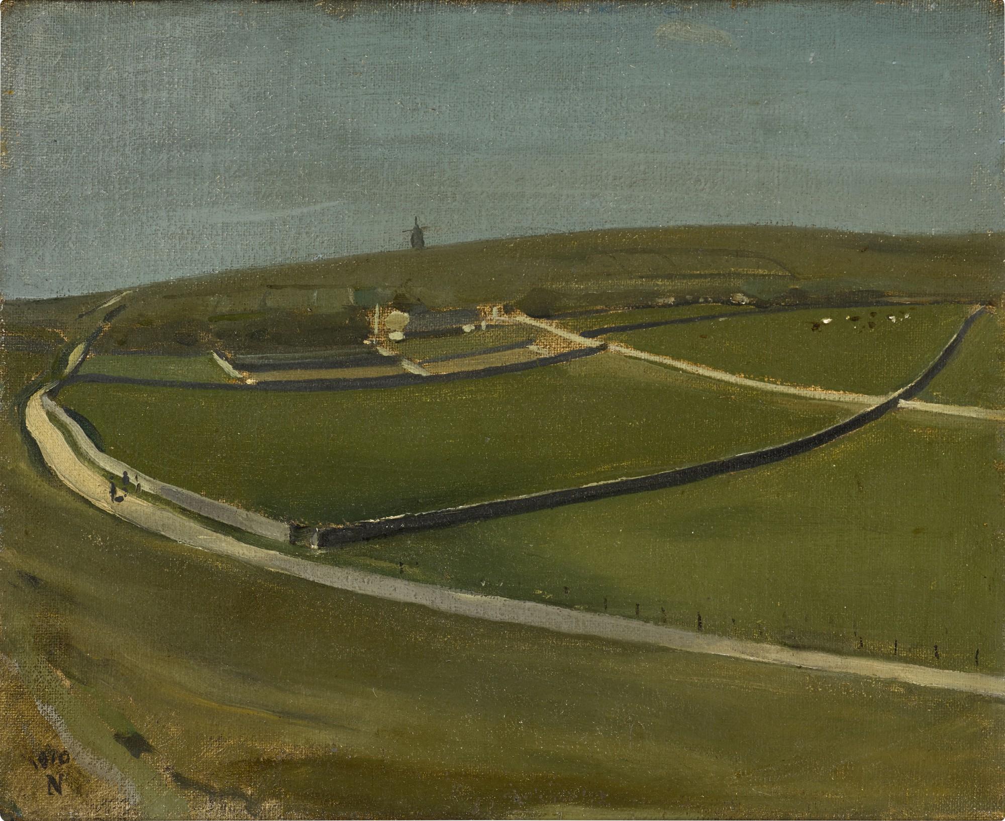 William Nicholson - The Downs with Distant Windmill, Rottingdean
