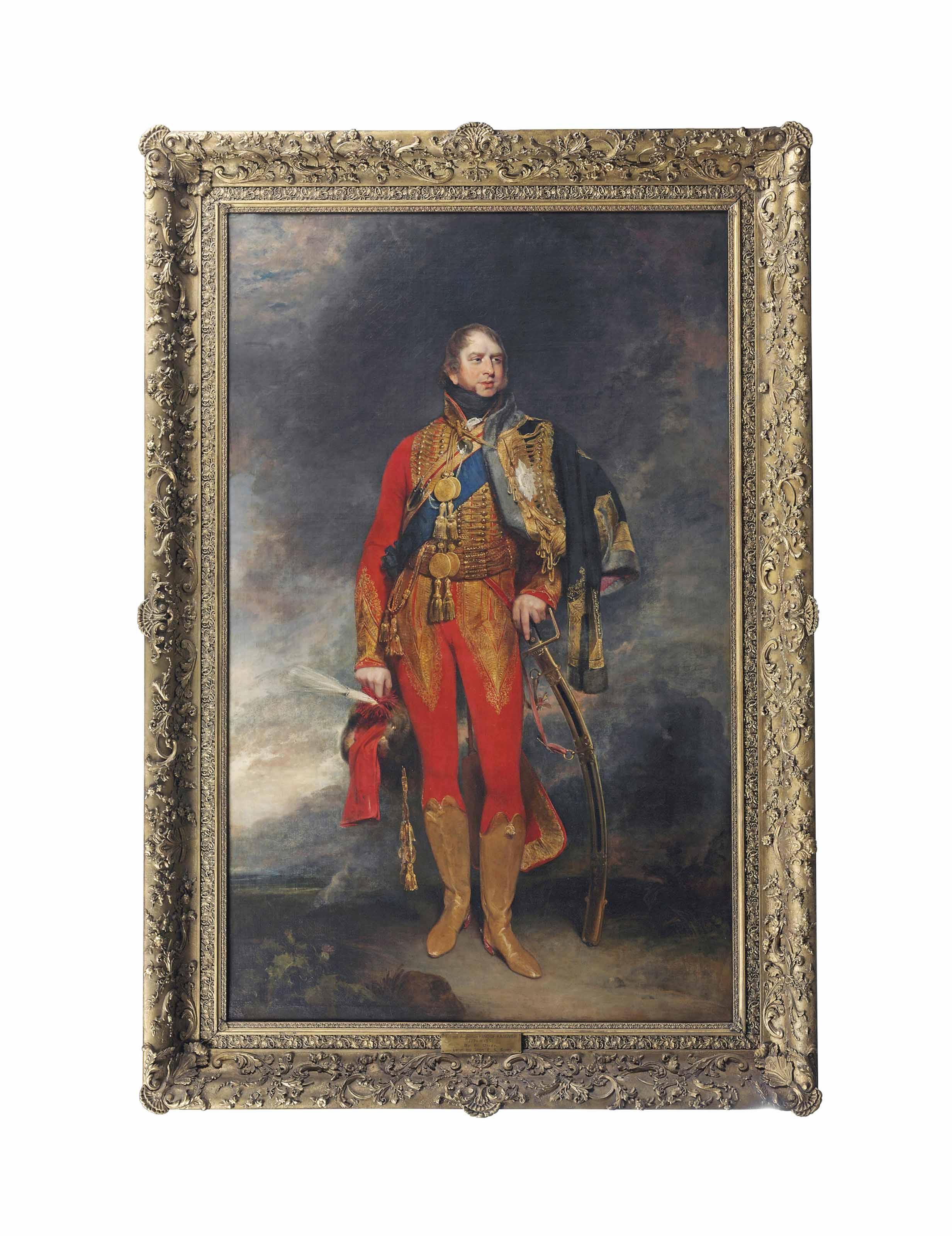 William Owen - Portrait of Ernest Augustus I (1771-1851), Duke of Cumberland and later King of Hanover (1837-1851), full-length, in the uniform of a British General Officer of Hussars, with the blue sash and breast star of the Order of the Garter