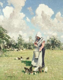 William Page Atkinson Wells - Feeding The Hens