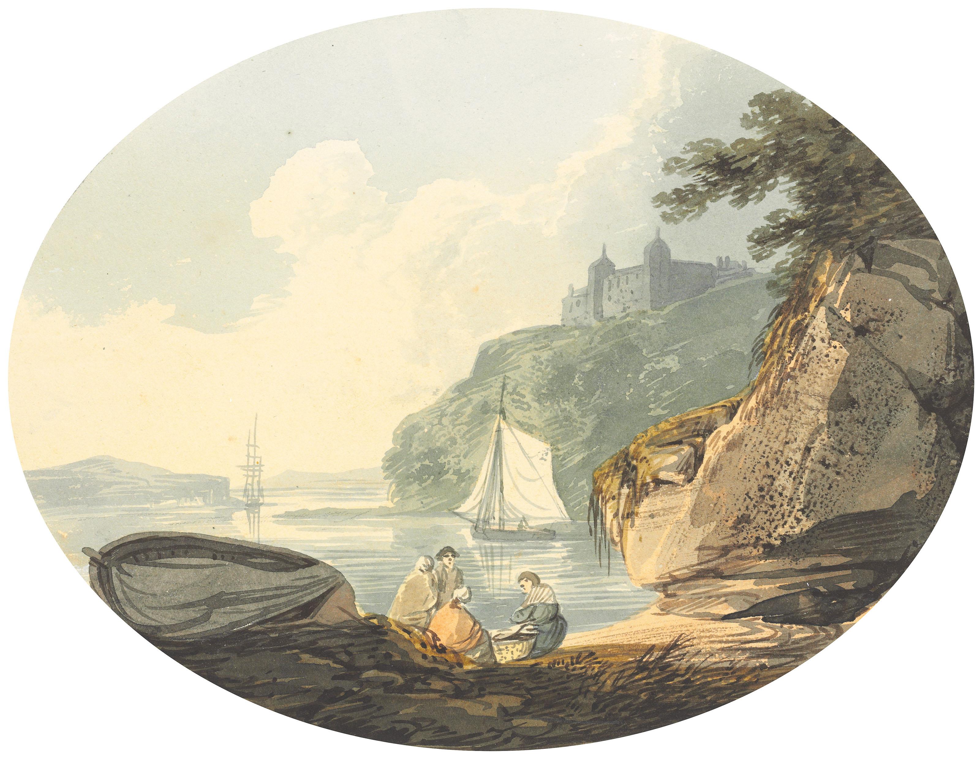 William Payne, O.W.S. - Six riverbank views, including Pentillie Castle seen from the River Tamar, Devon