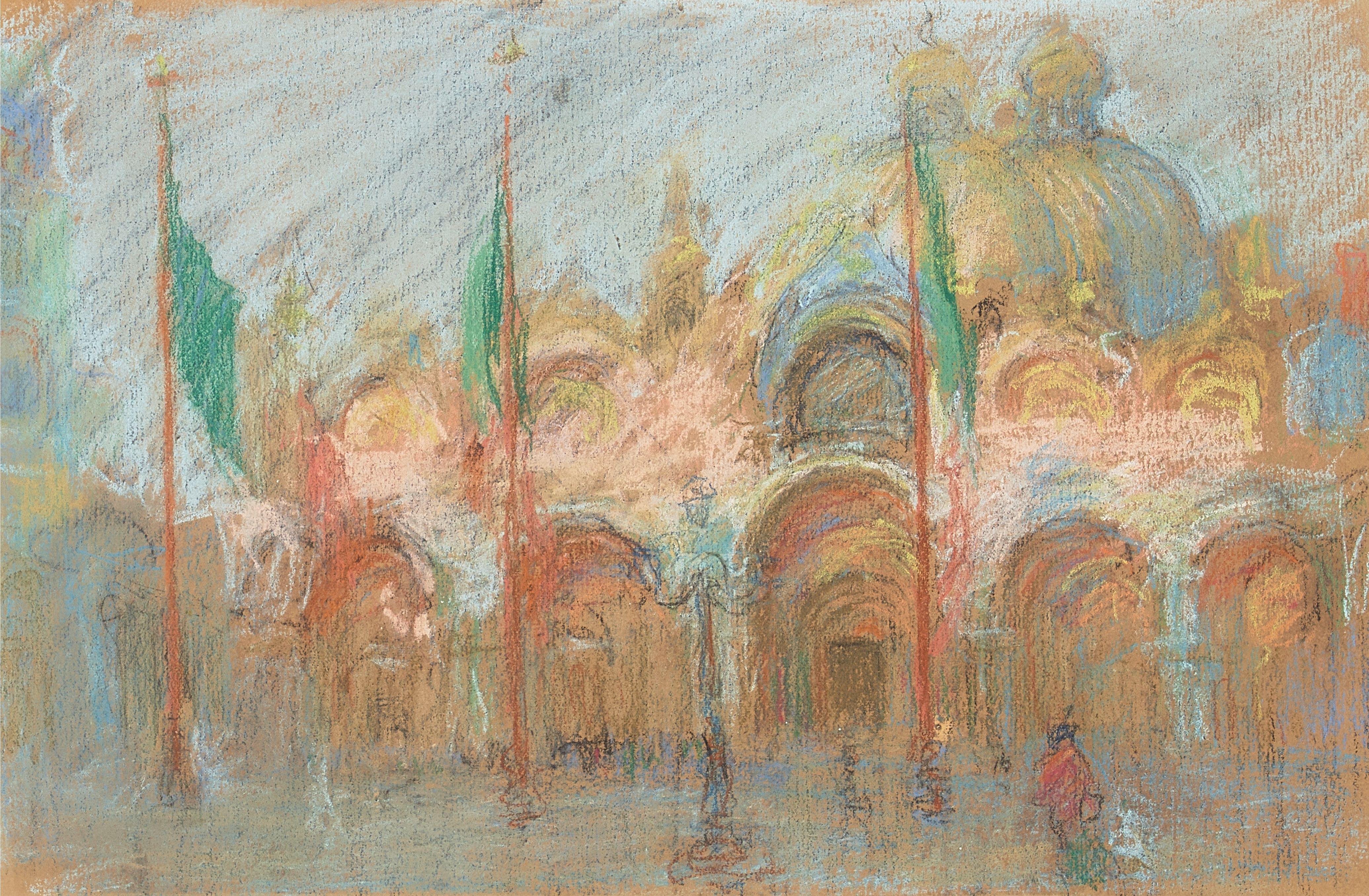 William Penhallow Henderson - Saint Mark\'s Square, Venice sight 5 3/4 x 8 3/4 in. framed 10 3/4 x 14 3/4 in.