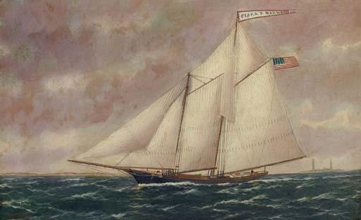 William Pierce Stubbs - The racing schooner Clara R. Harwood off Cape Anne lighthouse