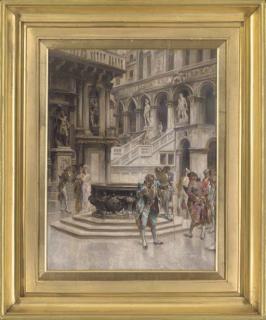 William Pike - Elegant figures beside a fountain