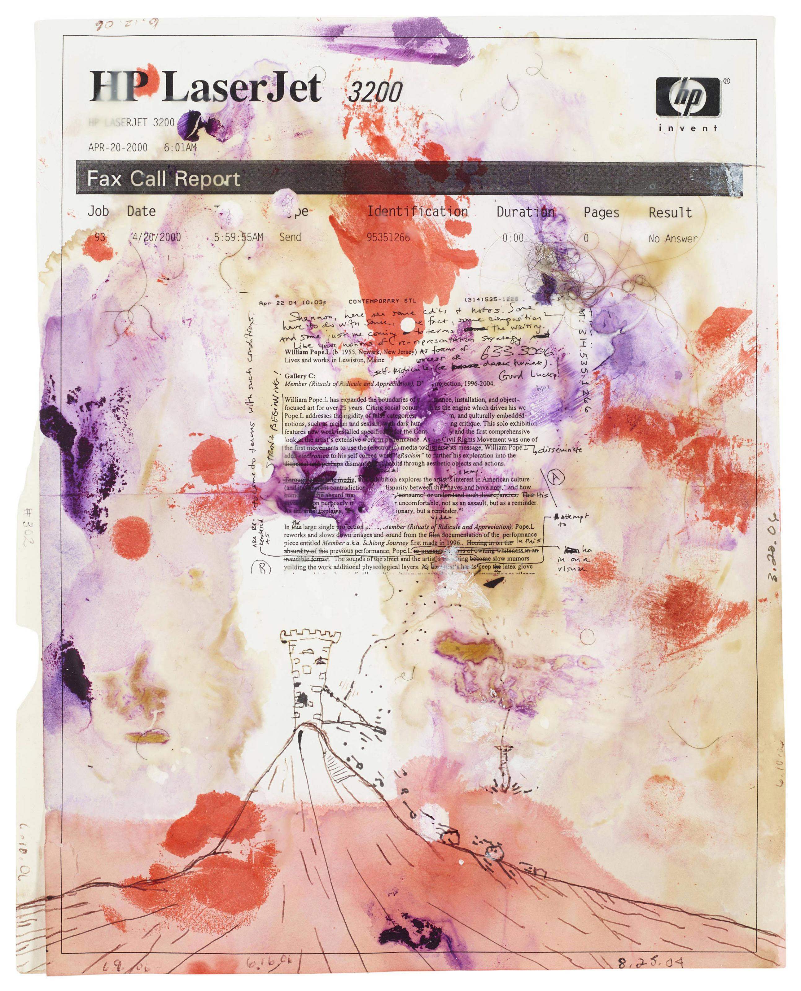 William Pope.L - Failure Drawing #302 HP Laserjet Castle Rocket 3200