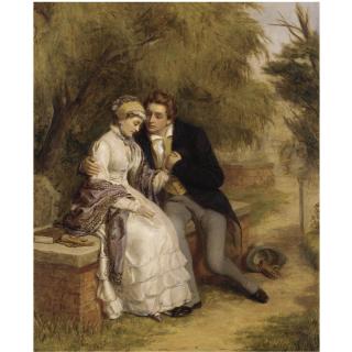 William Powell Frith, R.A. - The Lover\'S Seat: Shelley And Mary Godwin In Old St Pancras Churchyard