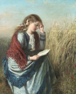 William Powell Frith, RA - A Girl Reading In A Cornfield