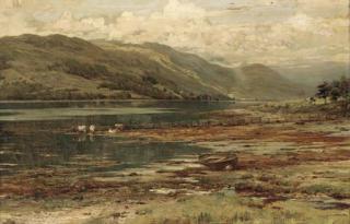 William Pratt - Cattle watering by an estuary
