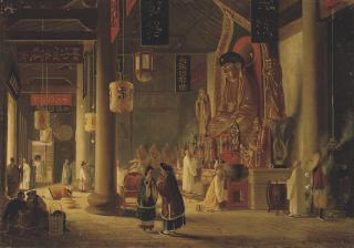 William Prinsep - Interior of the A-Ma (Ma Kok) temple, Macao