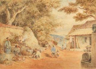 William Prinsep - Preparing chickens for market in Macau