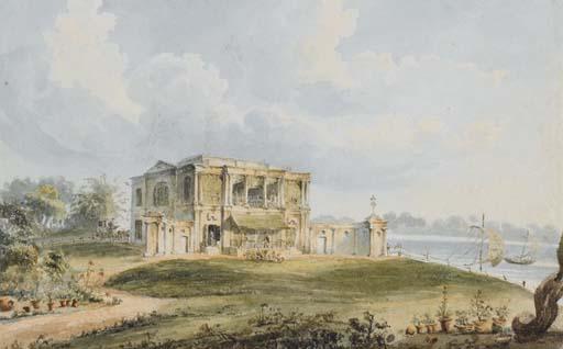William Prinsep - Vue de la maison de Charles Prinsep, Ishura sur la rivière Hooghly