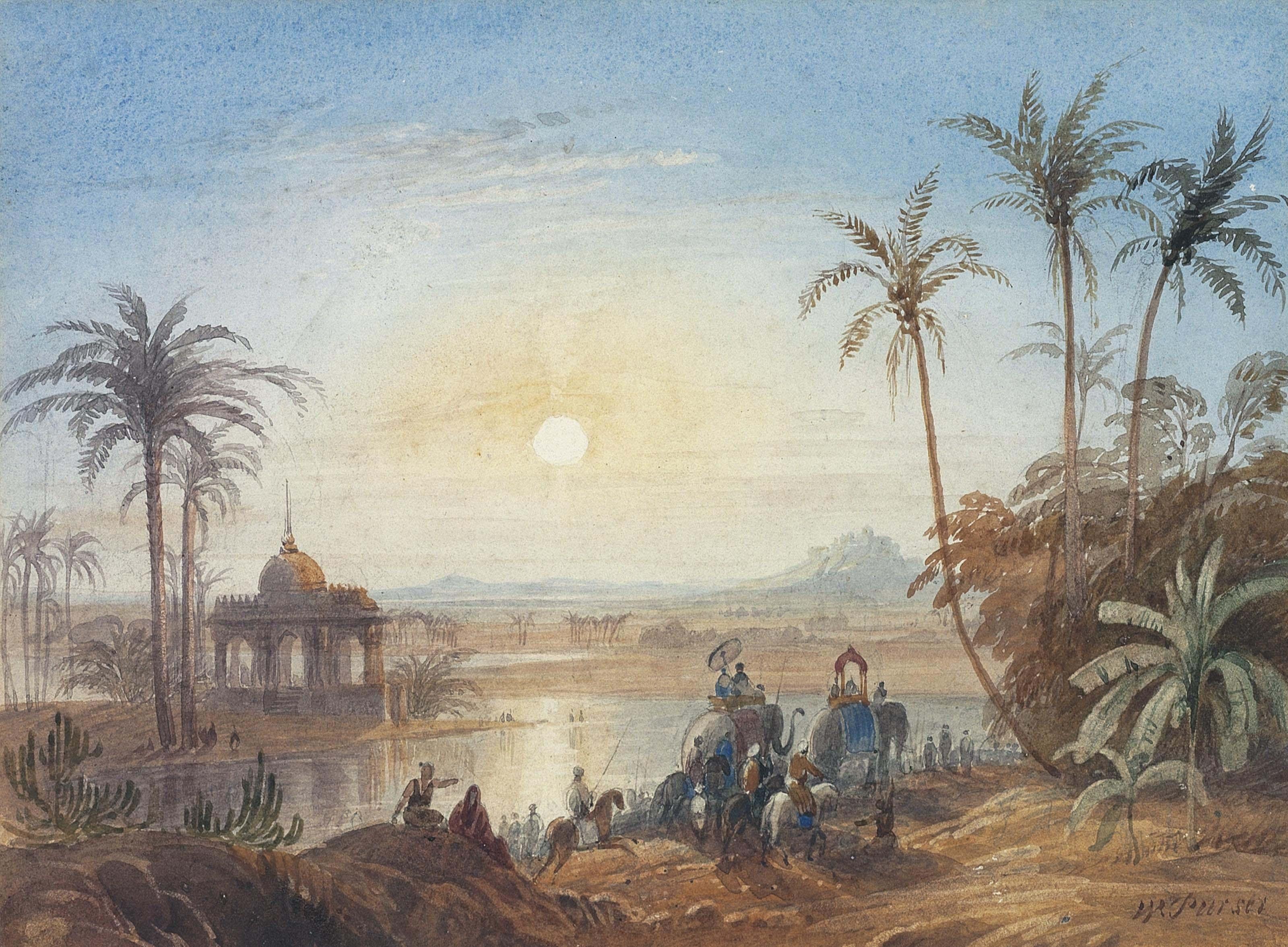 William Purser - Promenade with elephants in India