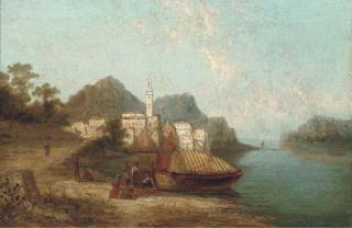 William Raymond Dommersen - An Italianate coastal scene