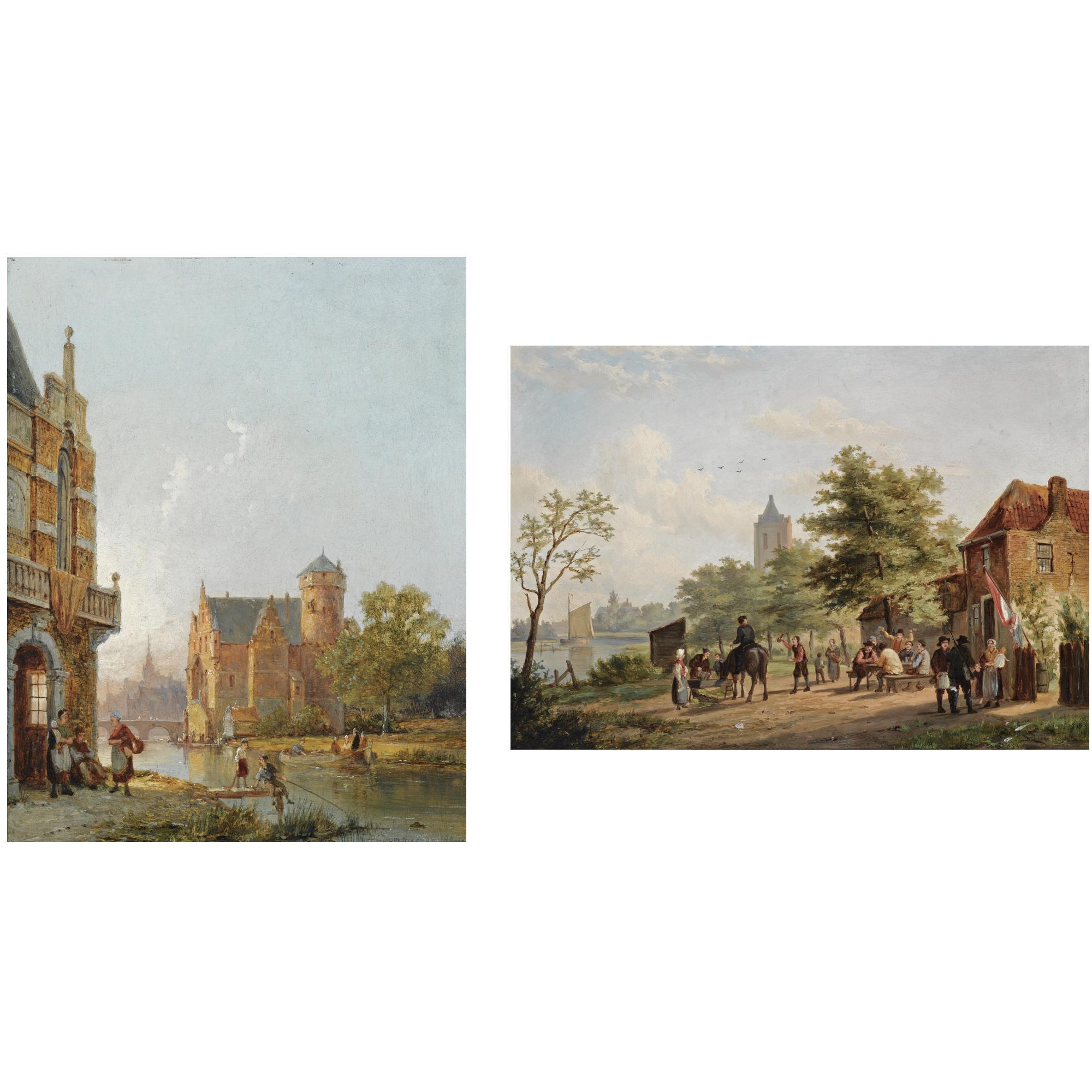 William Raymond Dommersen - Dutch Figures Near An Inn