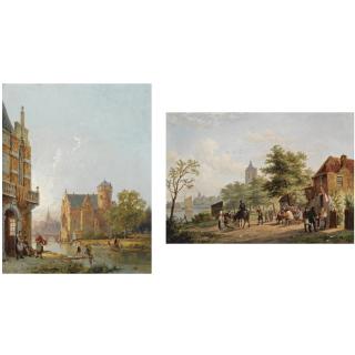 William Raymond Dommersen - Dutch Figures Near An Inn