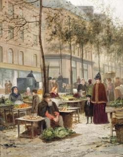 William Raymond Dommersen - Marketday on Place des Halles, Paris