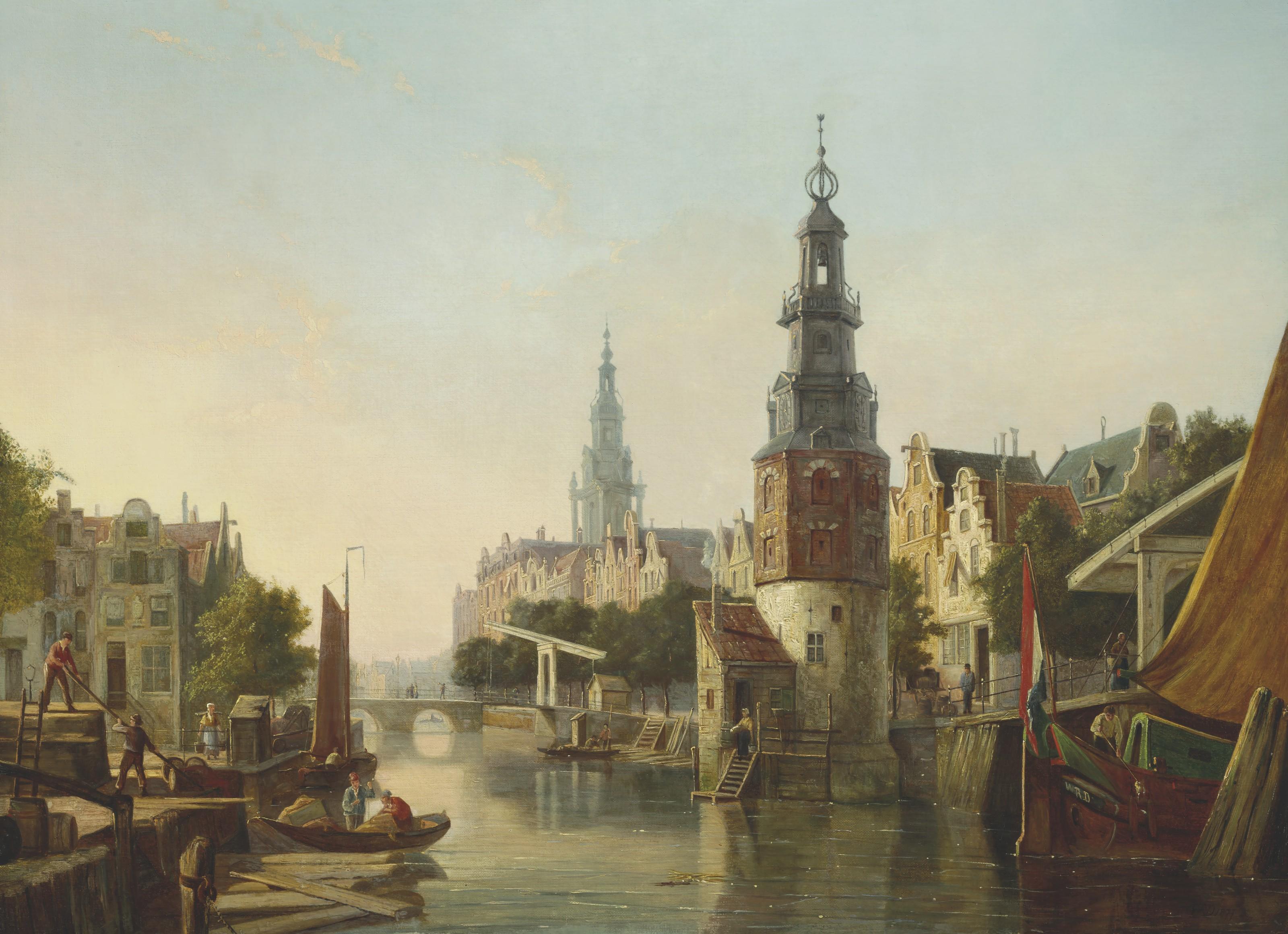 William Raymond Dommersen - Montelbaanstoren and Zuiderkerk, Amsterdam