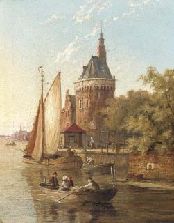 William Raymond Dommersen - On the River Amstel, Amsterdam