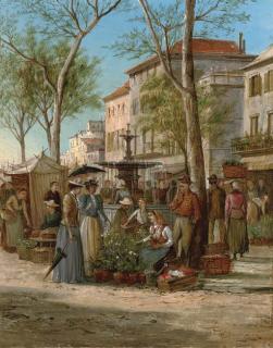 William Raymond Dommersen - The Market Square, Grasse