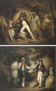 William Redmore Bigg, R.A. - The Sailor Robbed; and The Sailor\'s Purse Recovered