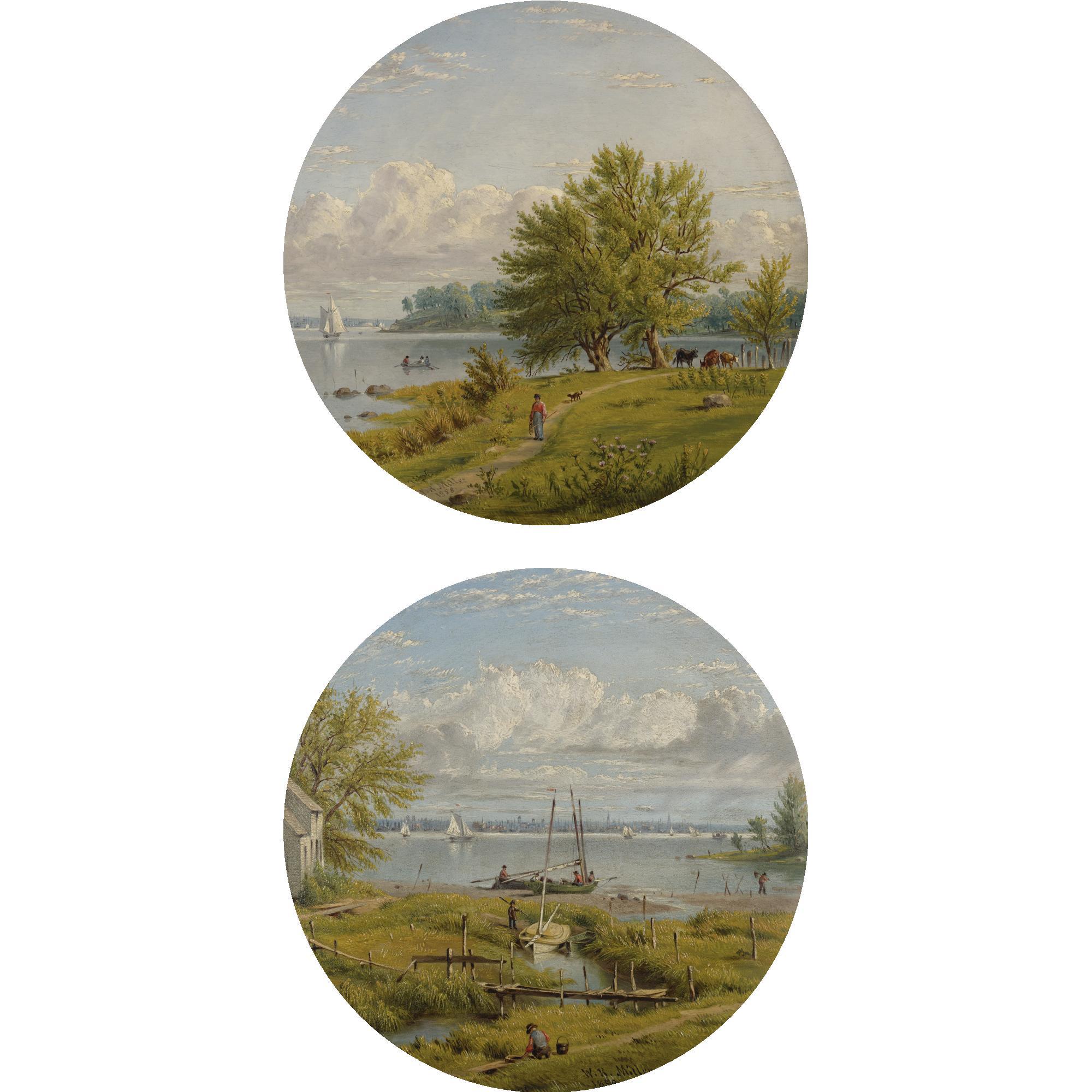 William Rickarby Miller - View Across The Hudson To New York: A Pair Of Paintings