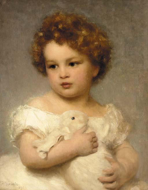 William Robert Symonds, R.P. - A young girl with her pet rabbit