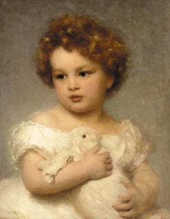 William Robert Symonds, R.P. - A young girl with her pet rabbit