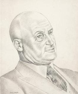 William Roberts, R.A. - Portrait of a man wearing a monocle