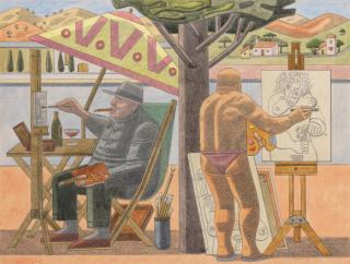 William Roberts R.A. - The Amateur and The Professional 36.2 x 47.6 cm. (14 1/4 x 18 3/4 in.) (image); 38.1 x 56.2 cm. (15 x 22 1/8 in.) (sheet)