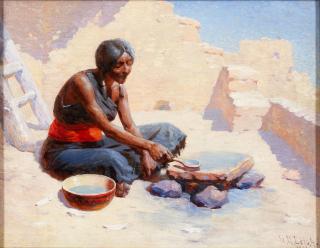 William Robinson Leigh - Navajo Weaver Preparing Indigo Dye