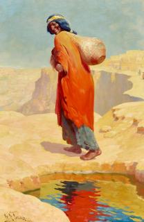 William Robinson Leigh - The Water Girl at Walpi 33 x 22 in. framed 42 x 31 in.