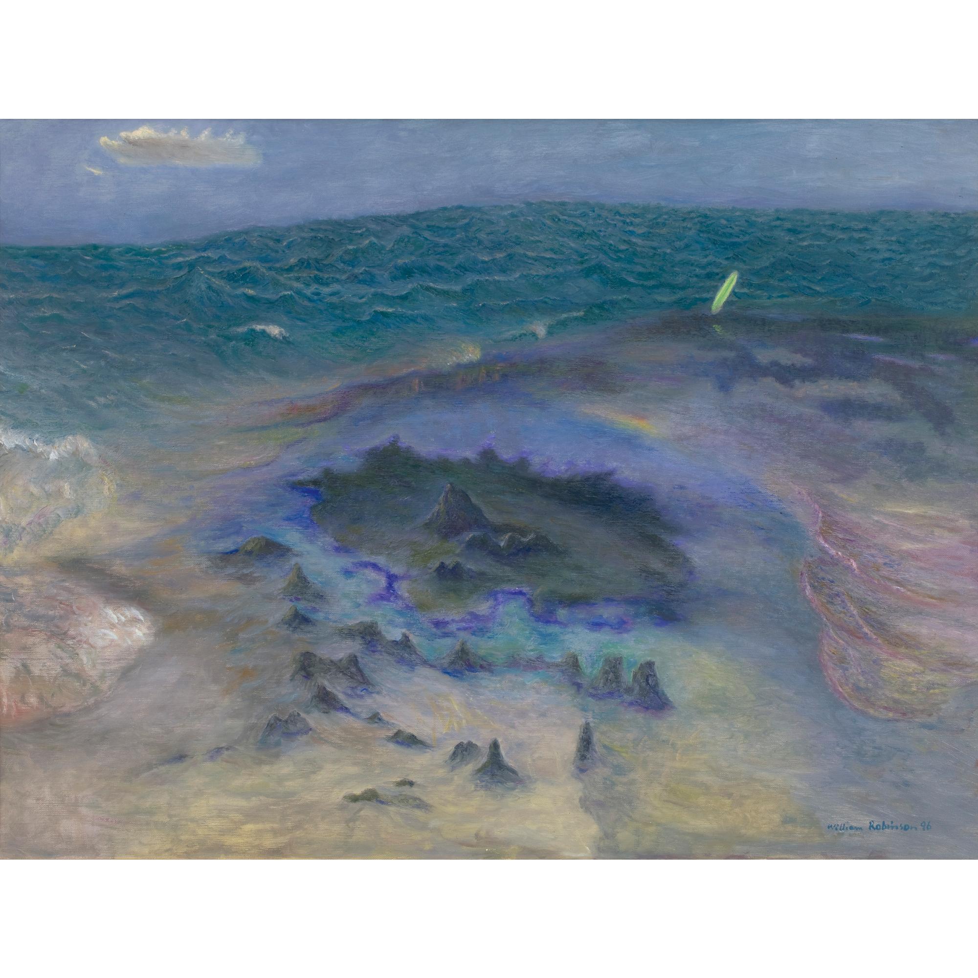 William Robinson - Australian Seascape With Surfboard