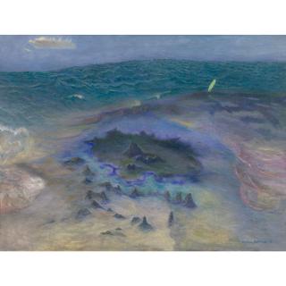 William Robinson - Australian Seascape With Surfboard