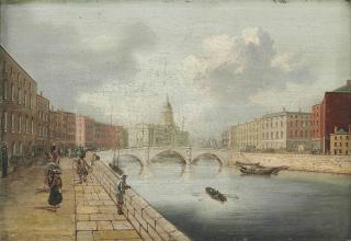 William Sadler II - A view of the River Liffey, Dublin, with Father Mathew Bridge and the Law Courts beyond