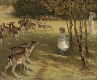 William Samuel Jay, R.B.A. - Feeding The Deer In The Park