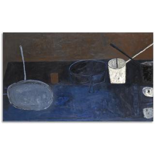 William Scott, R.A. - Blue Still Life With Brown Glass, 1956