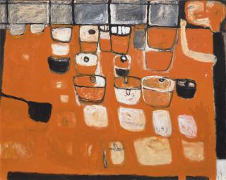 William Scott, R.A. - Orange Still Life with Figure