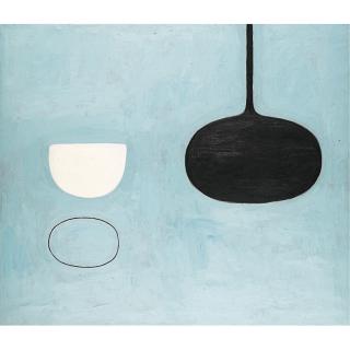 William Scott, R.A. - Three Forms On Pale Blue 1971