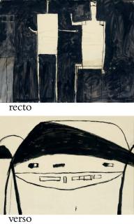 William Scott, R.A. - Two Figures (Recto); Study For Slagheap Landscape (Verso)