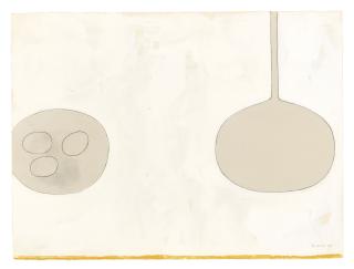 William Scott, R.A. - White Eggs and Pan with Ochre Underline