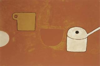 William Scott - Still-life with pot and cup