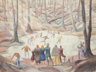 William Sharp - Skating on a Woodland Pond