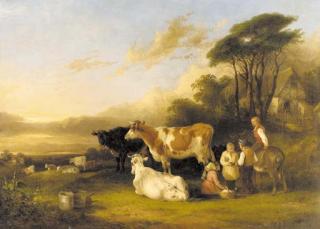 William Shayer, Jr. - Children with a bird\'s nest in the pasture
