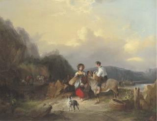 William Shayer, Sen. - Fisherfolk in a coastal landscape